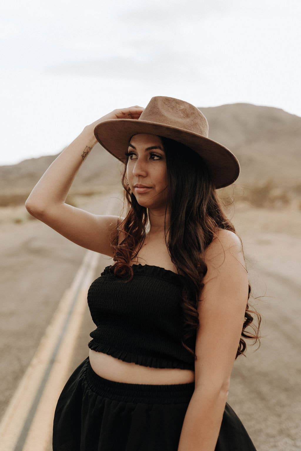 Vegan Suede Tear Drop Hat: Taupe