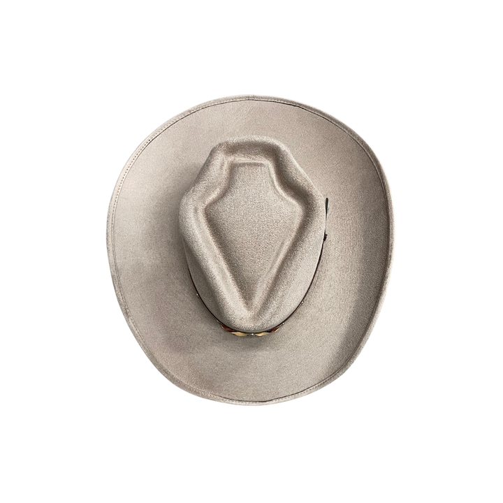Unisex Vegan Suede Western Arrowhead Cowboy Hat: Taupe